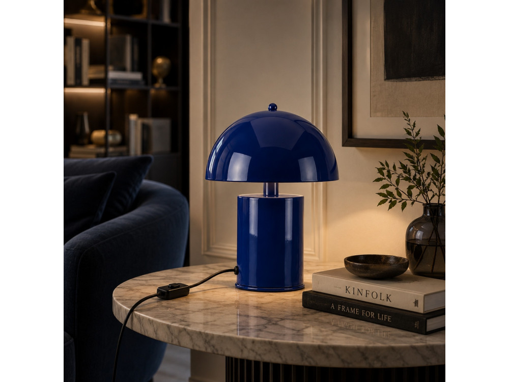 Lampada da tavolo in metallo "Pera" - 26 x 26 cm - Blu marino