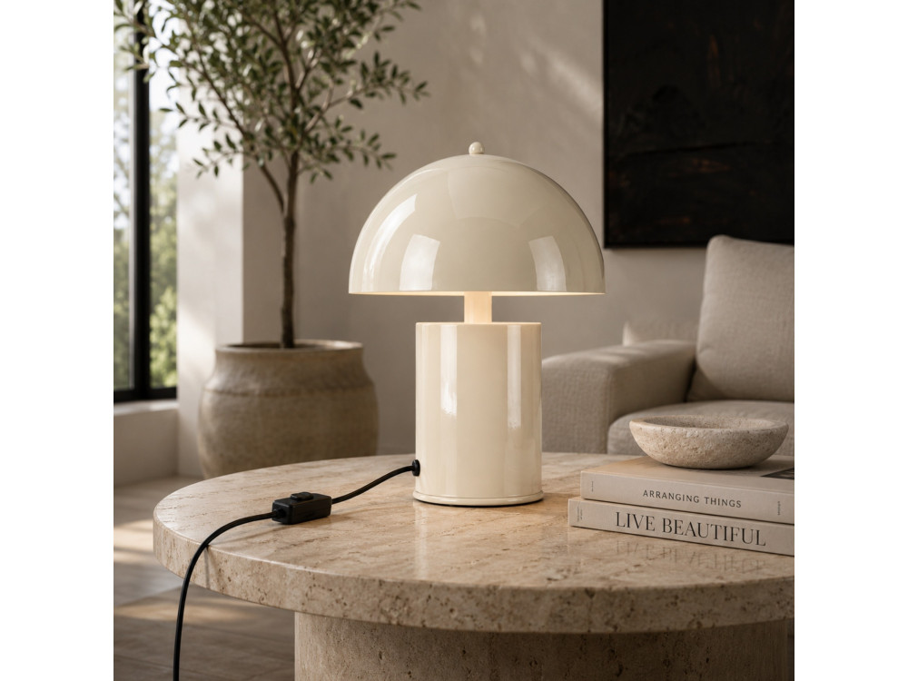 Lampada da tavolo in metallo "Pera" - 26 x 26 cm - Beige