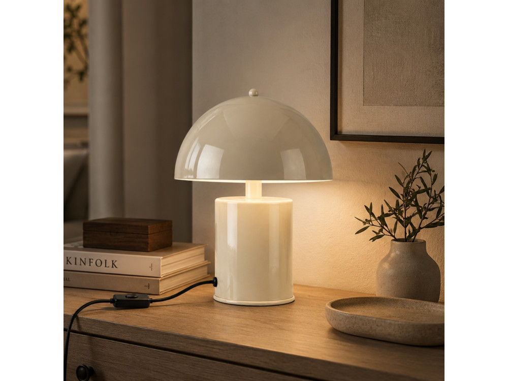 Lampada da tavolo in metallo "Pera" - 26 x 26 cm - Beige