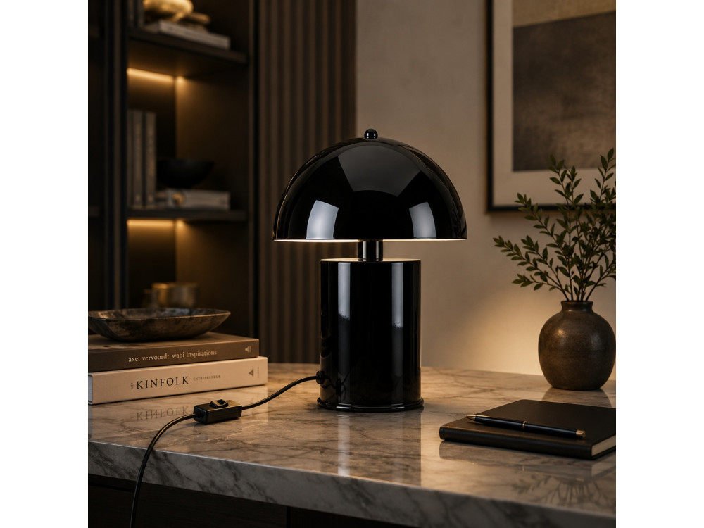 Lampada da tavolo in metallo "Pera" - 26 x 26 cm - Nero