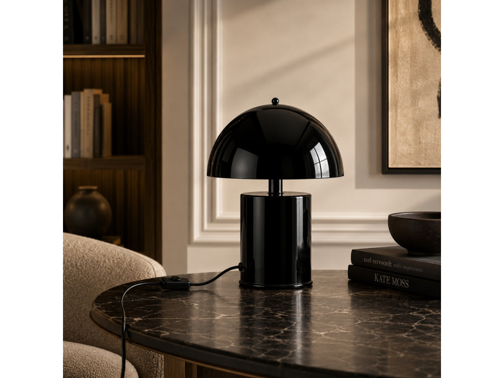 Lampada da tavolo in metallo "Pera" - 26 x 26 cm - Nero