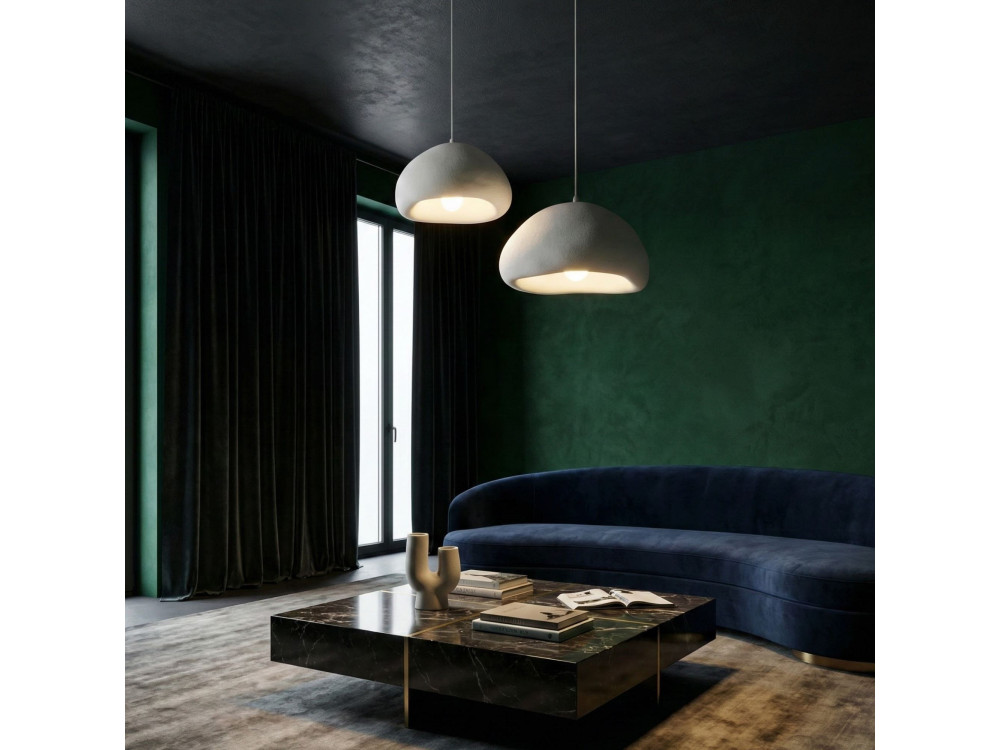 Lampadario in metallo "Loval" - 70 x 40 cm - Bianco