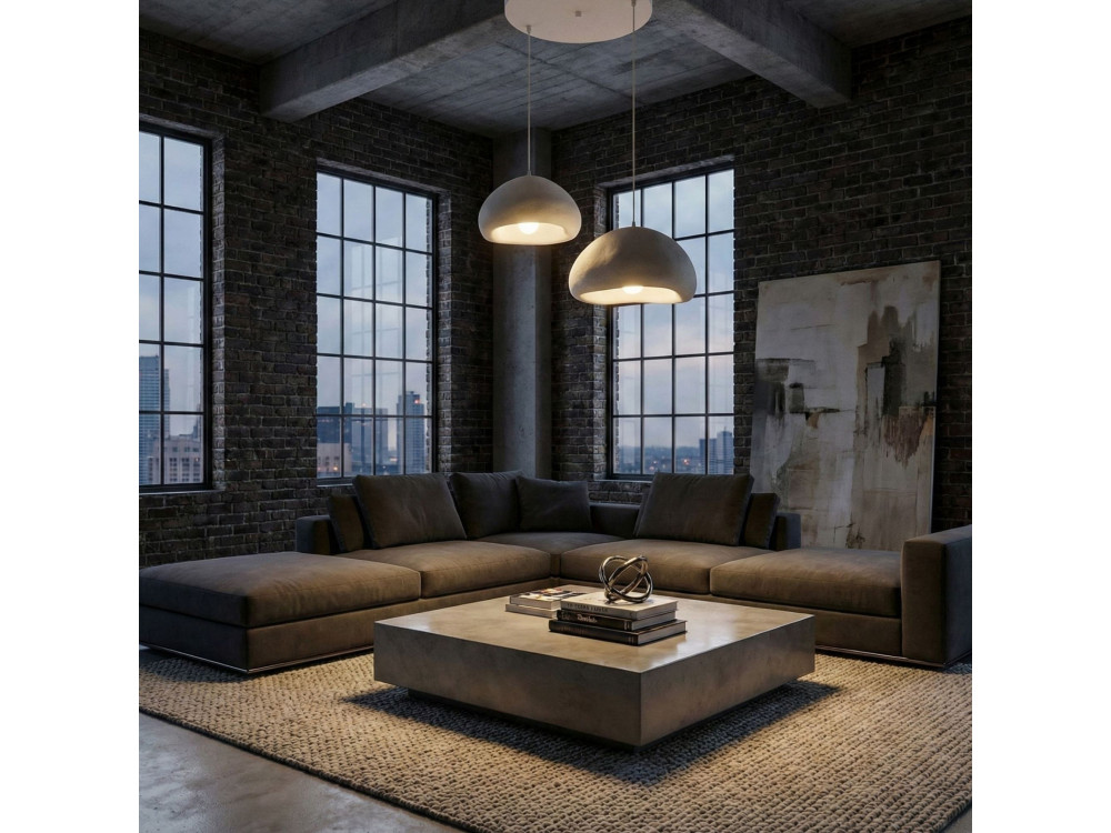 Lampadario in metallo "Loval" - 70 x 40 cm - Bianco