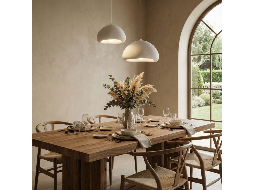 Lampadario in metallo "Loval" - 70 x 40 cm - Bianco