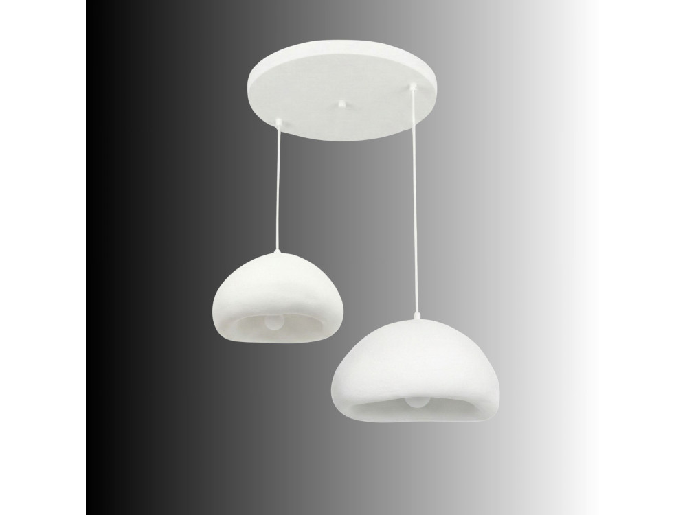 Lampadario in metallo "Loval" - 70 x 40 cm - Bianco
