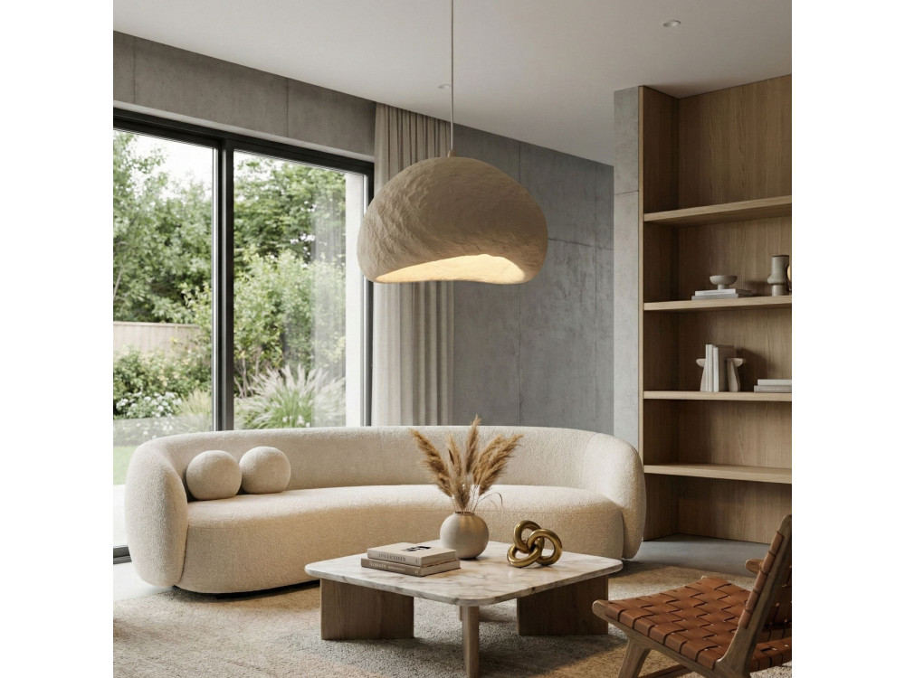 Lampada a sospensione in metallo "Loval" - 50 x 44 cm - Beige