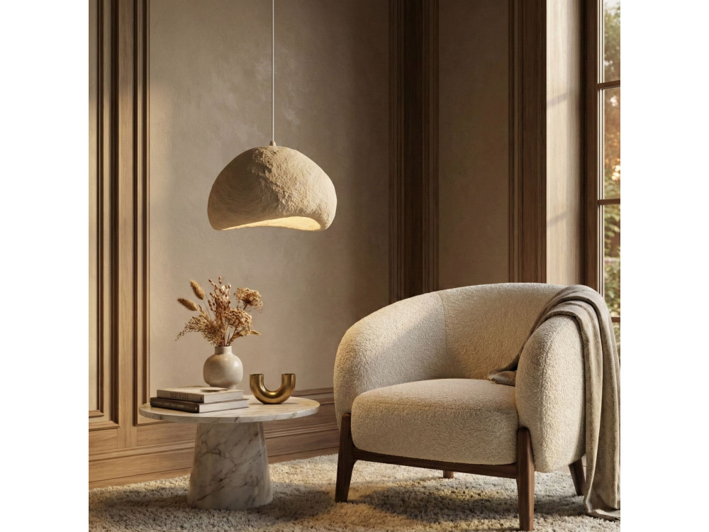 Lampada a sospensione in metallo "Loval" - 50 x 44 cm - Beige