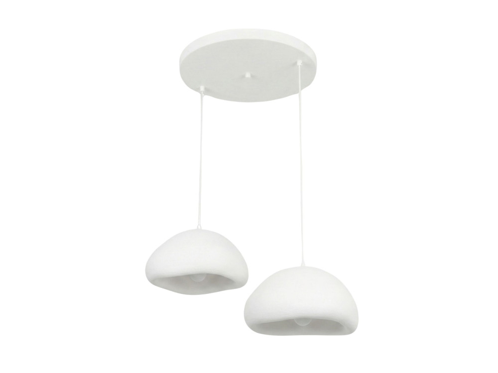 Lampadario in metallo "Loval" - 74 x 40 cm - Bianco