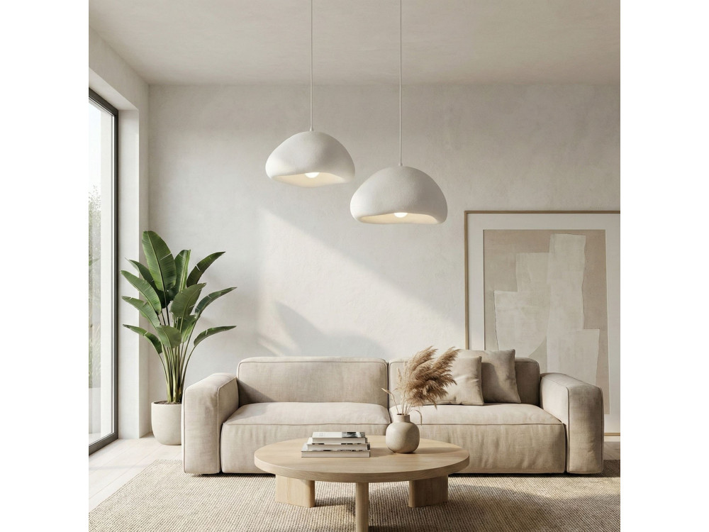 Lampadario in metallo "Loval" - 74 x 40 cm - Bianco