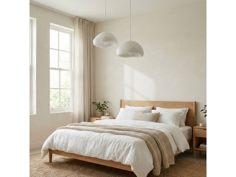 Lampadario in metallo "Loval" - 74 x 40 cm - Bianco
