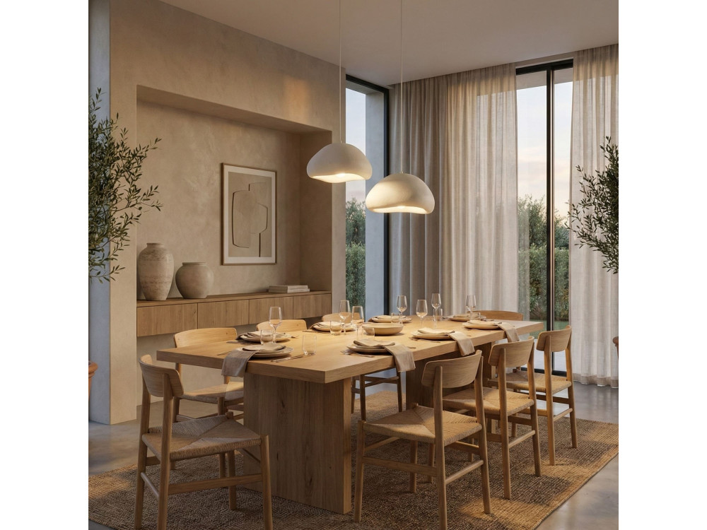 Lampadario in metallo "Loval" - 74 x 40 cm - Bianco