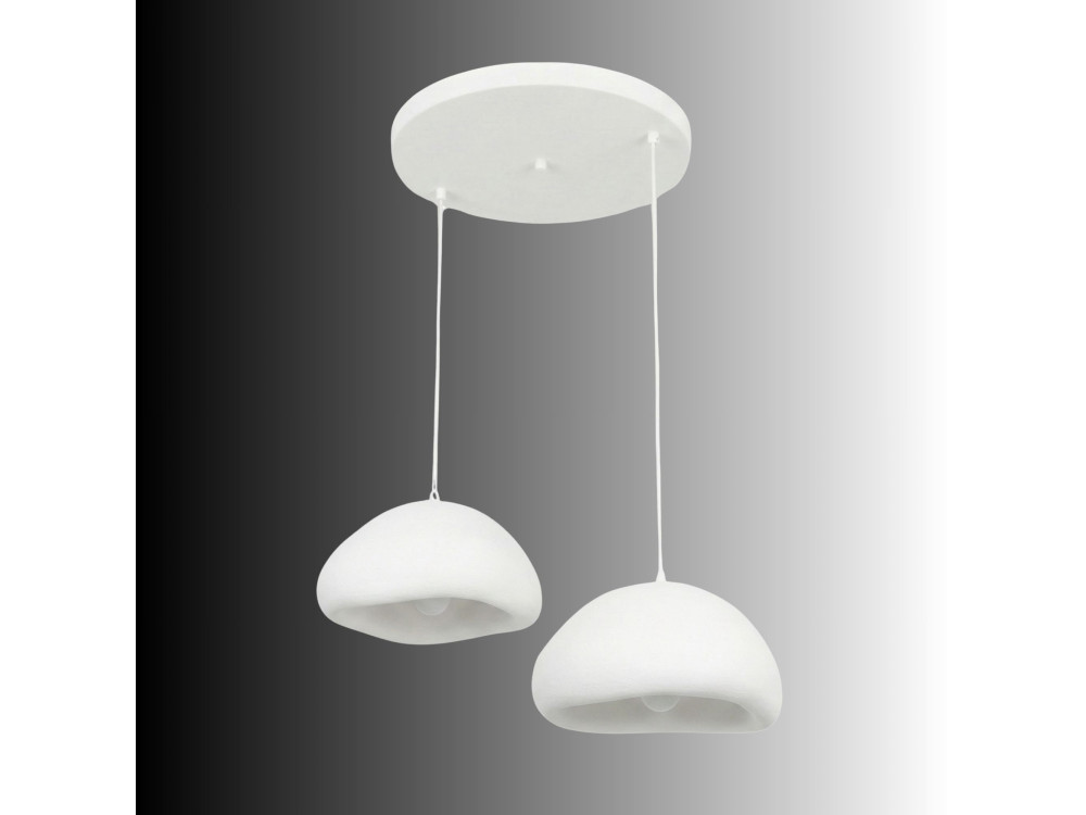 Lampadario in metallo "Loval" - 74 x 40 cm - Bianco