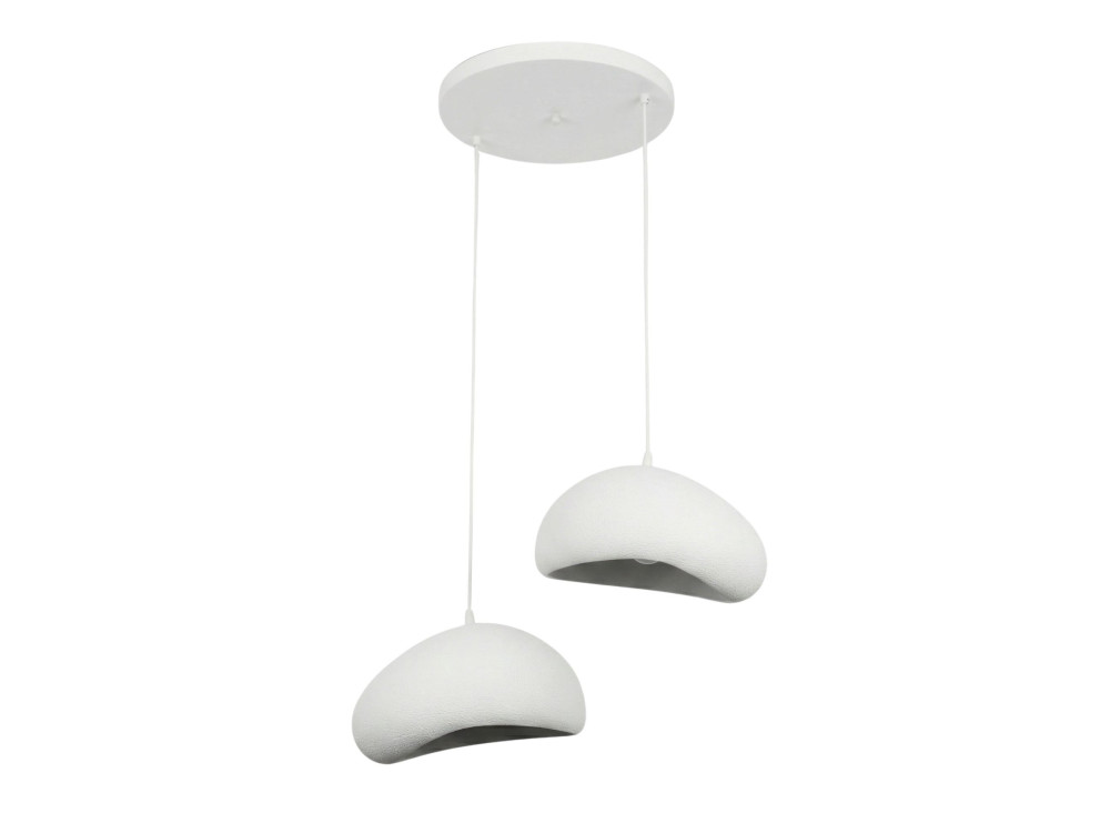 Lampadario in metallo "Loval" - 45 x 27 cm - Bianco