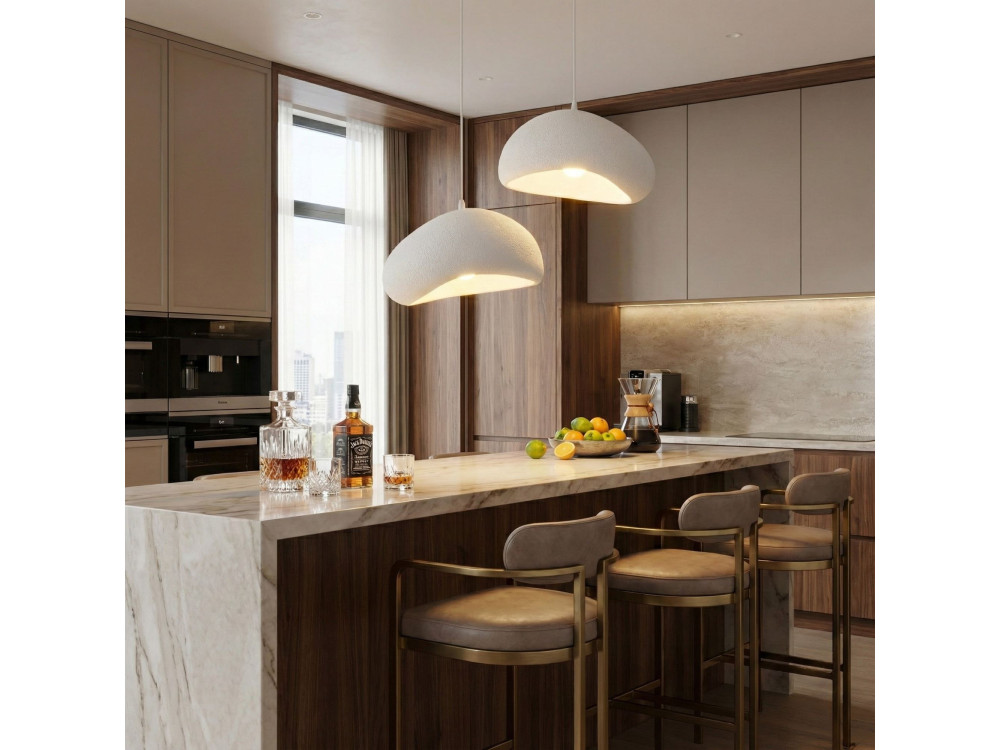 Lampadario in metallo "Loval" - 45 x 27 cm - Bianco