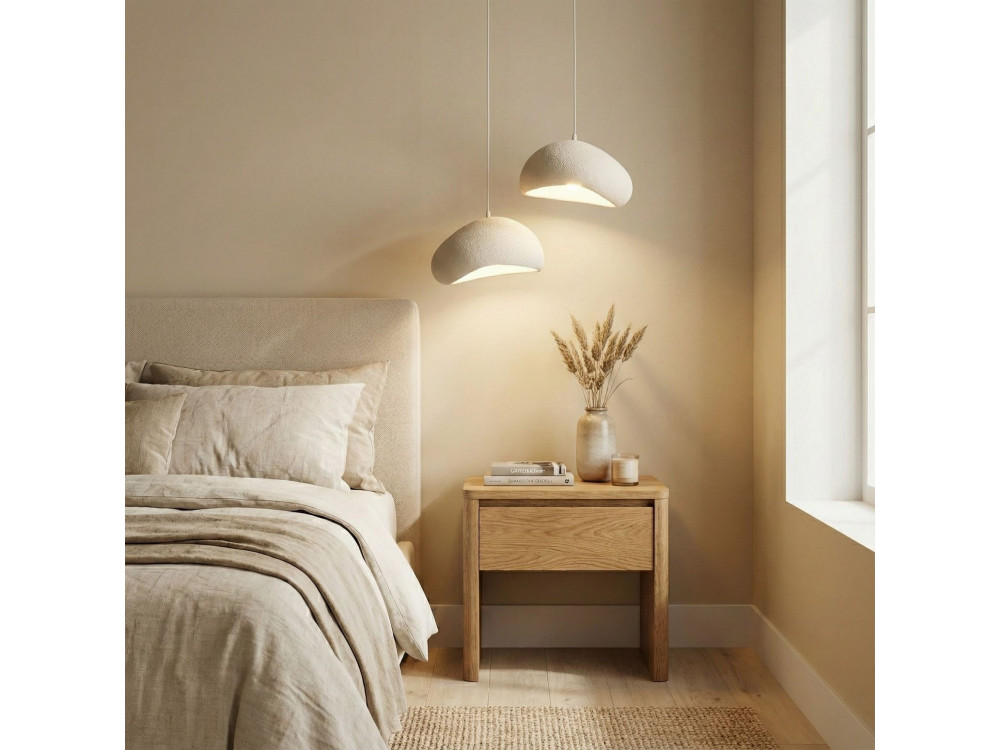 Lampadario in metallo "Loval" - 45 x 27 cm - Bianco