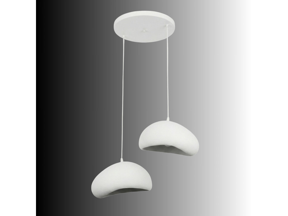 Lampadario in metallo "Loval" - 45 x 27 cm - Bianco