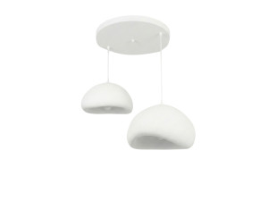 Lampadario in metallo "Loval" - 89 x 44 cm - Bianco