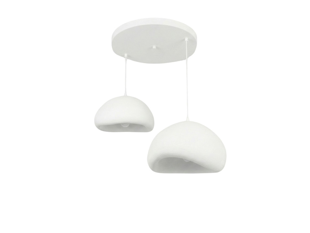 Lampadario in metallo "Loval" - 89 x 44 cm - Bianco