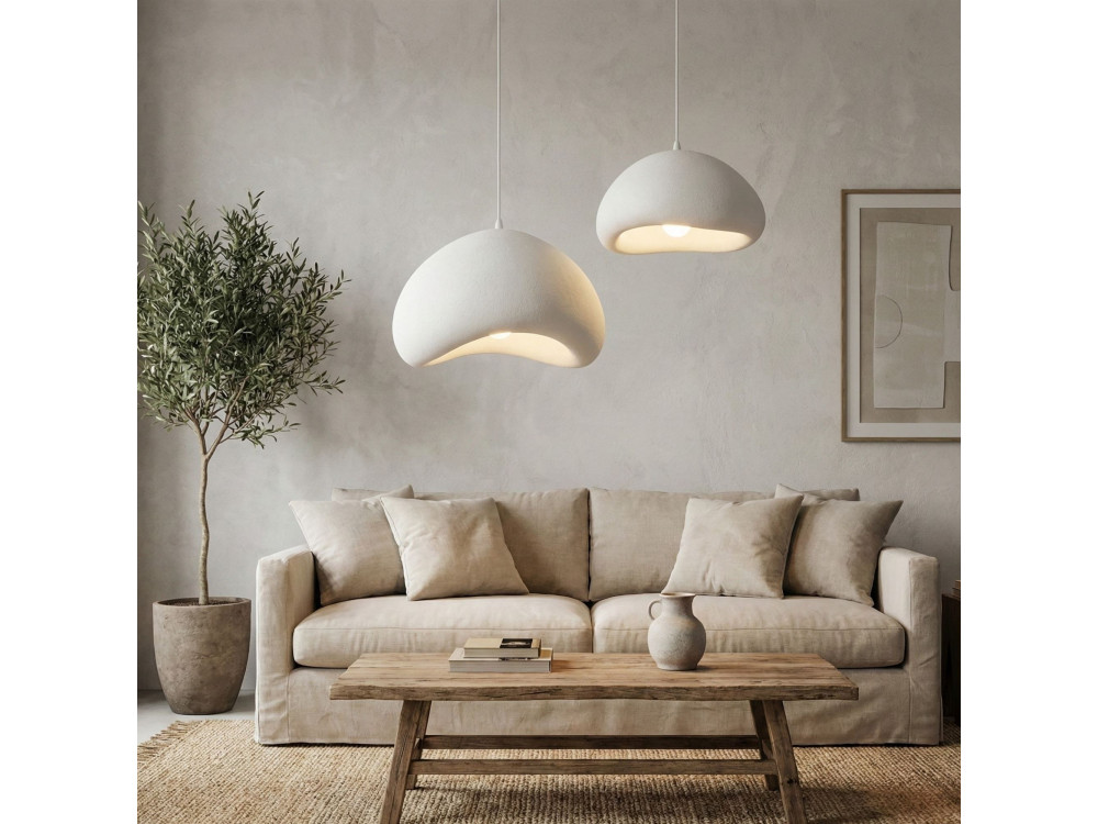 Lampadario in metallo "Loval" - 89 x 44 cm - Bianco