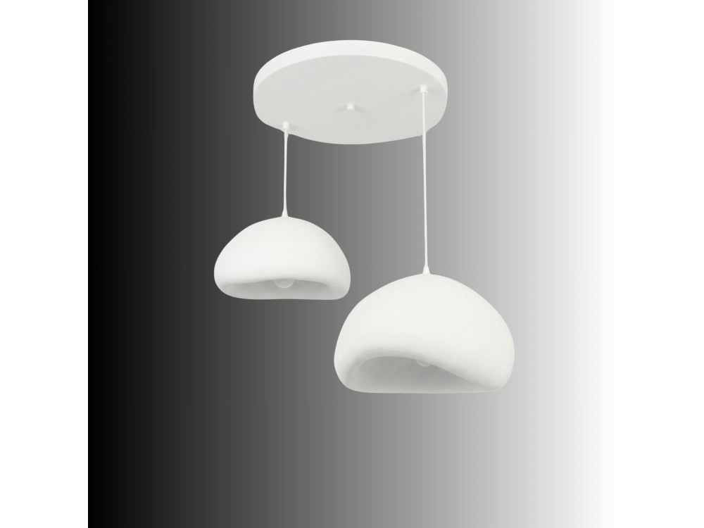 Lampadario in metallo "Loval" - 89 x 44 cm - Bianco
