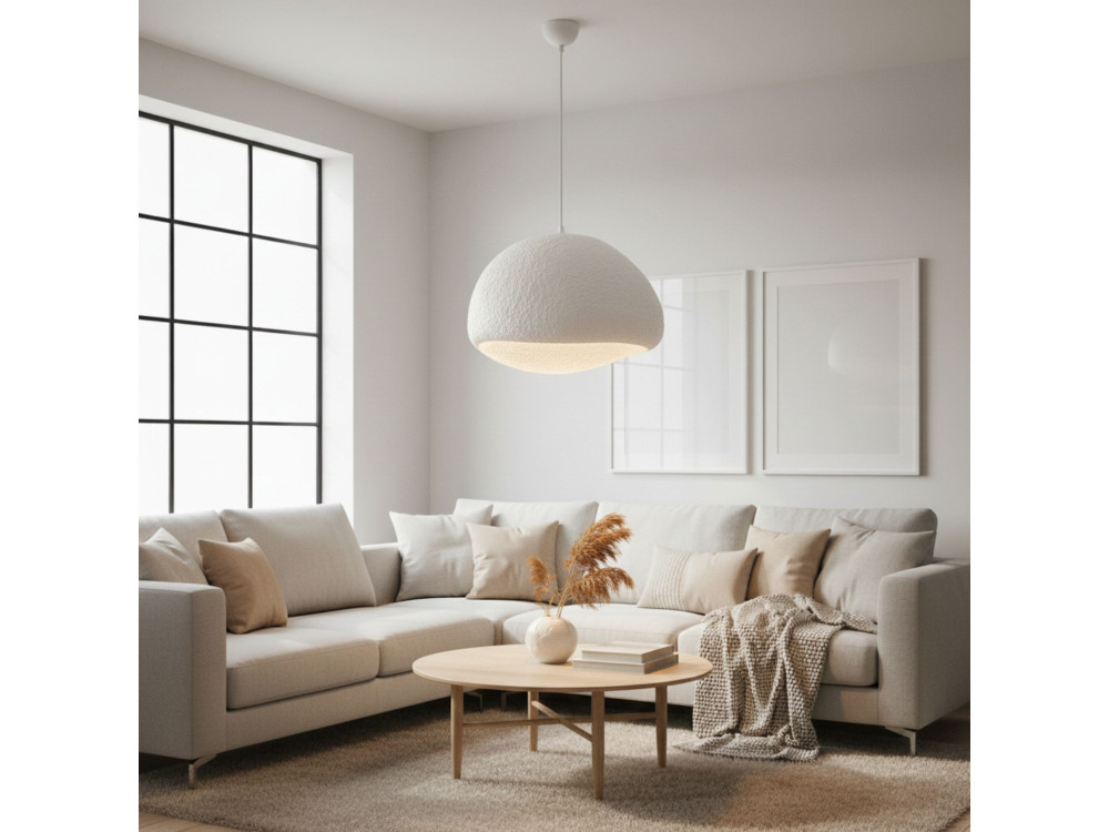 Lampada a sospensione in metallo "Loval" - 50 x 44 cm - Bianco