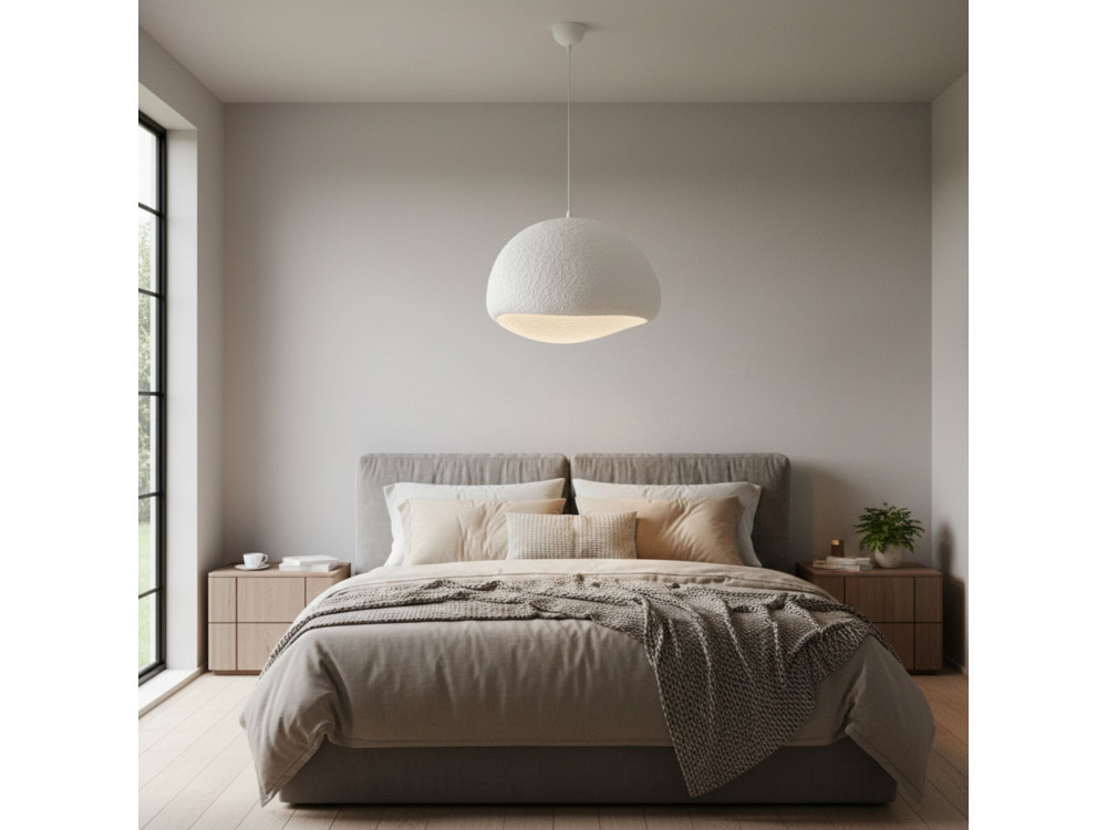 Lampada a sospensione in metallo "Loval" - 50 x 44 cm - Bianco