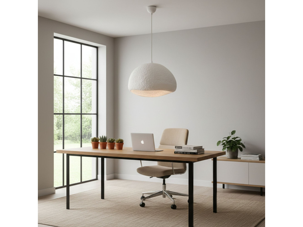 Lampada a sospensione in metallo "Loval" - 50 x 44 cm - Bianco