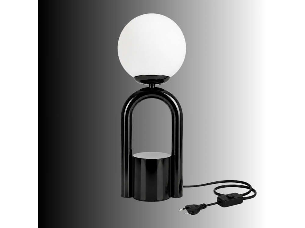 Lampada da tavolo in metallo "Loop" - 15 x 15 cm - Nero