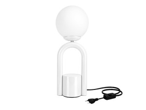 Lampada da tavolo in metallo "Loop" - 15 x 15 cm - Bianco