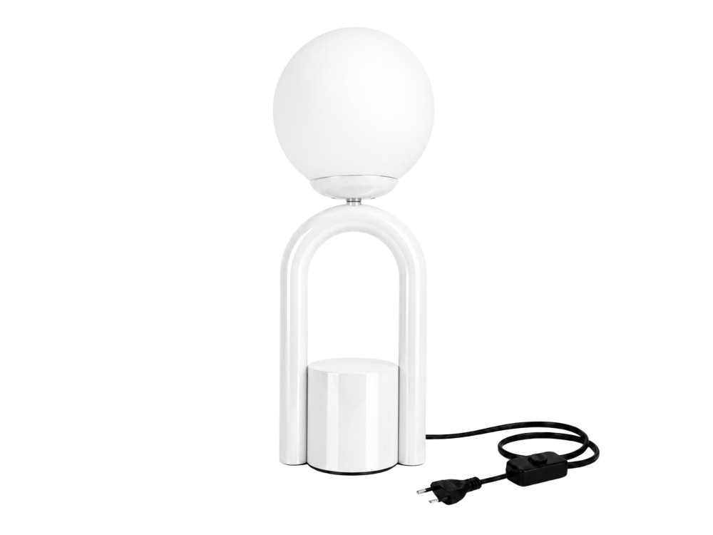 Lampada da tavolo in metallo "Loop" - 15 x 15 cm - Bianco