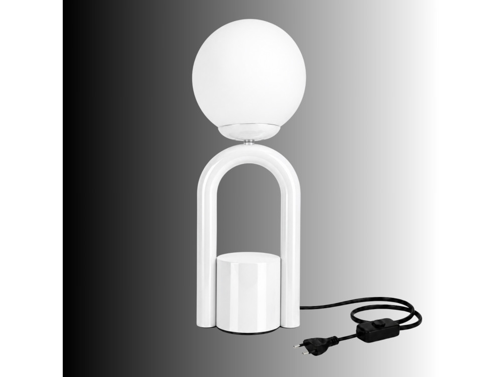 Lampada da tavolo in metallo "Loop" - 15 x 15 cm - Bianco