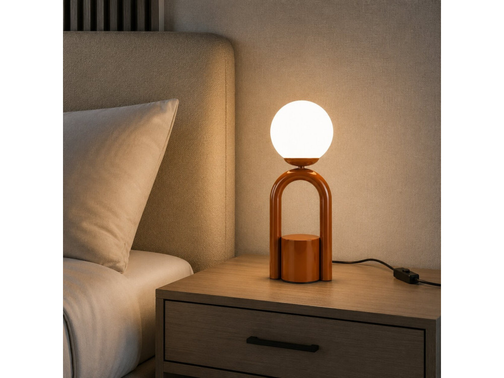 Lampada da tavolo in metallo "Loop" - 15 x 15 cm - Marrone