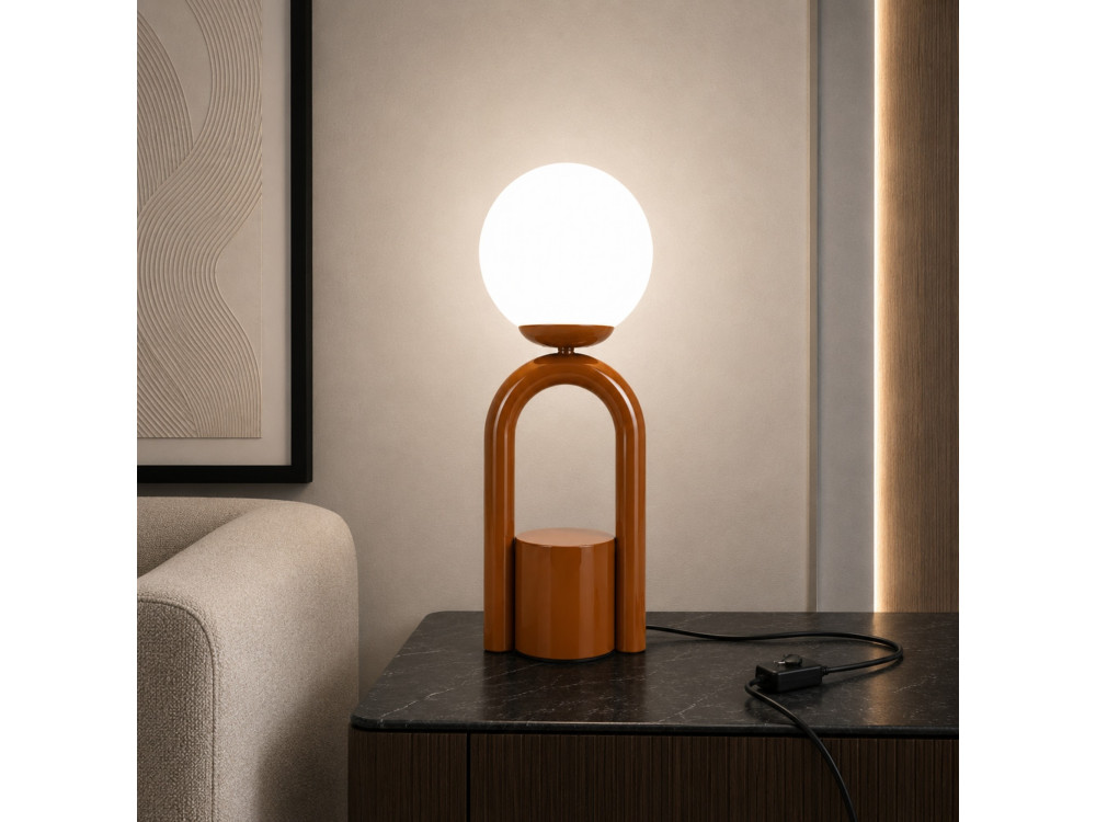 Lampada da tavolo in metallo "Loop" - 15 x 15 cm - Marrone