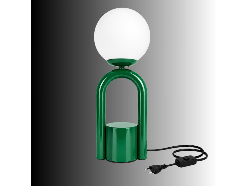 Lampada da tavolo in metallo "Loop" - 15 x 15 cm - Verde scuro