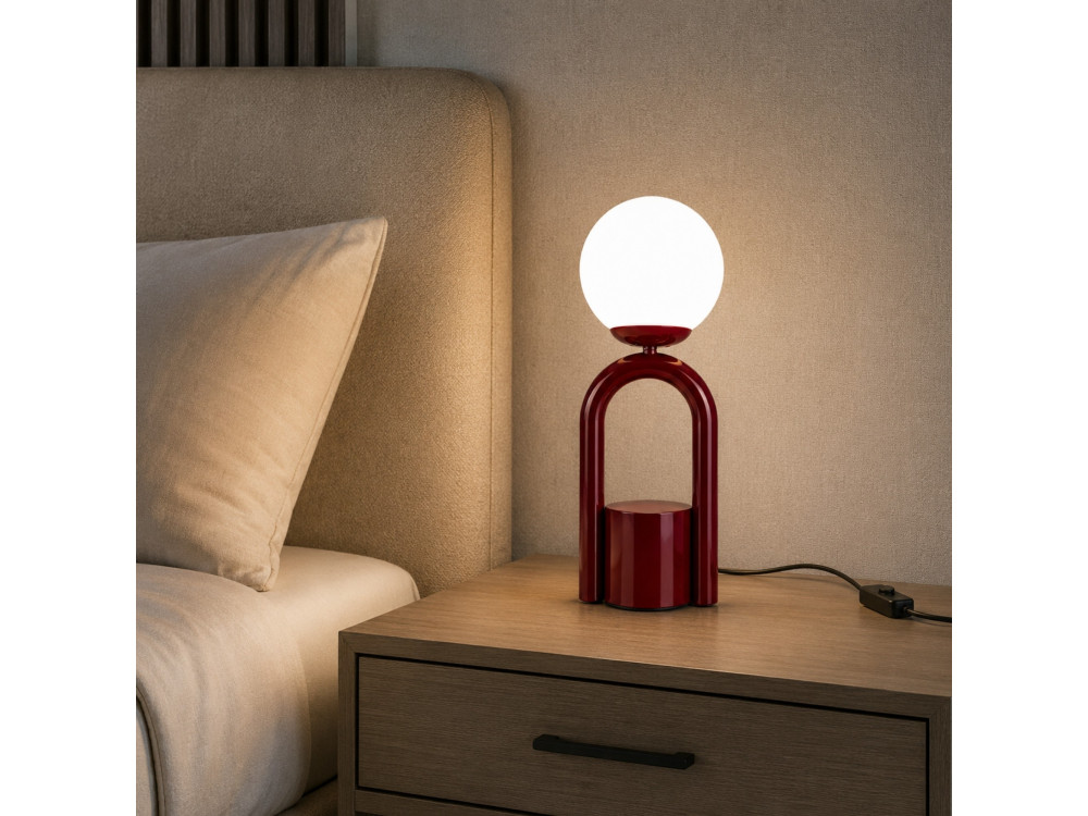 Lampada da tavolo in metallo "Loop" - 15 x 15 cm - Bordeaux