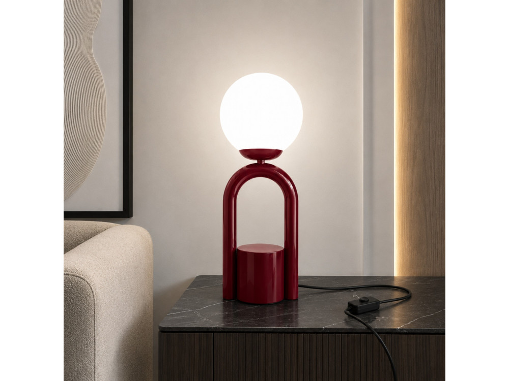 Lampada da tavolo in metallo "Loop" - 15 x 15 cm - Bordeaux