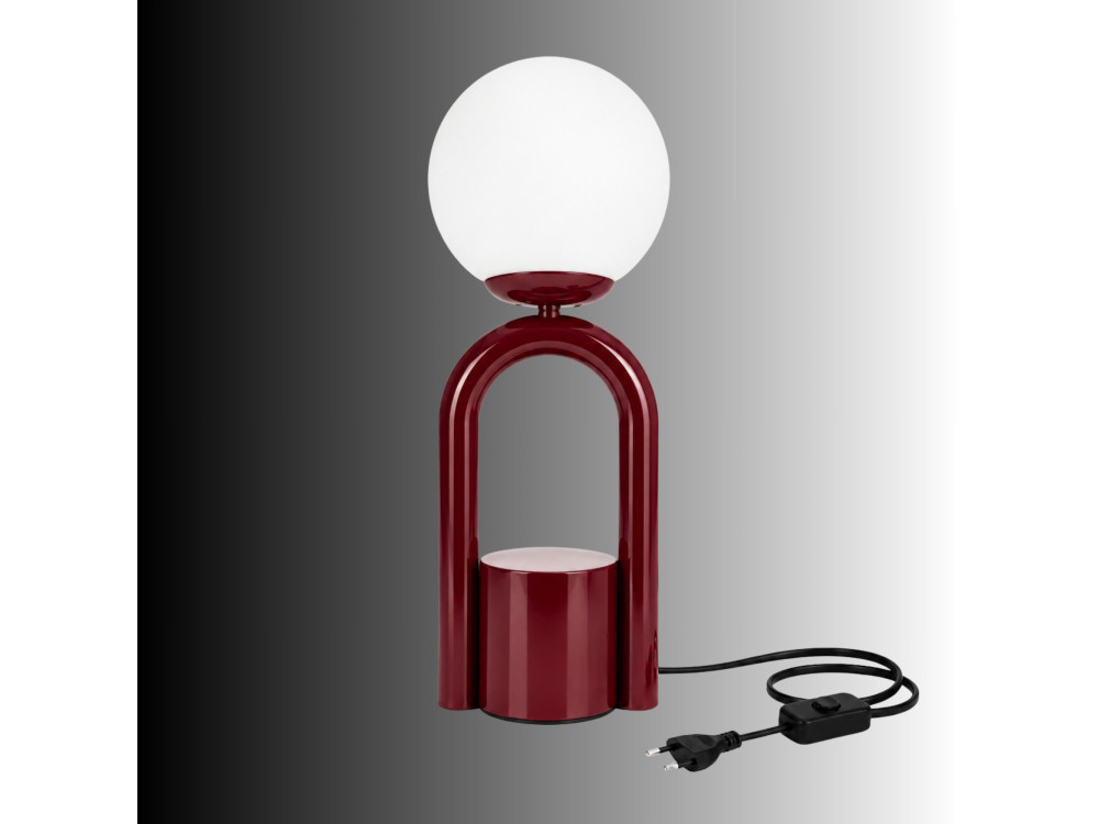 Lampada da tavolo in metallo "Loop" - 15 x 15 cm - Bordeaux