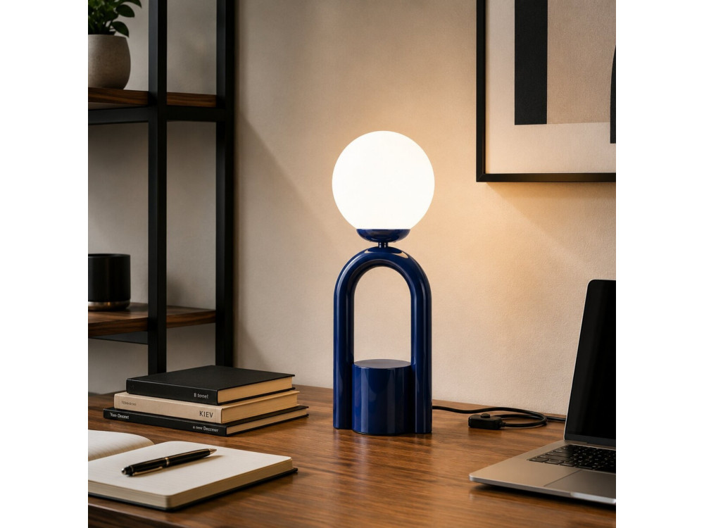 Lampada da tavolo in metallo "Loop" - 15 x 15 cm - Blu