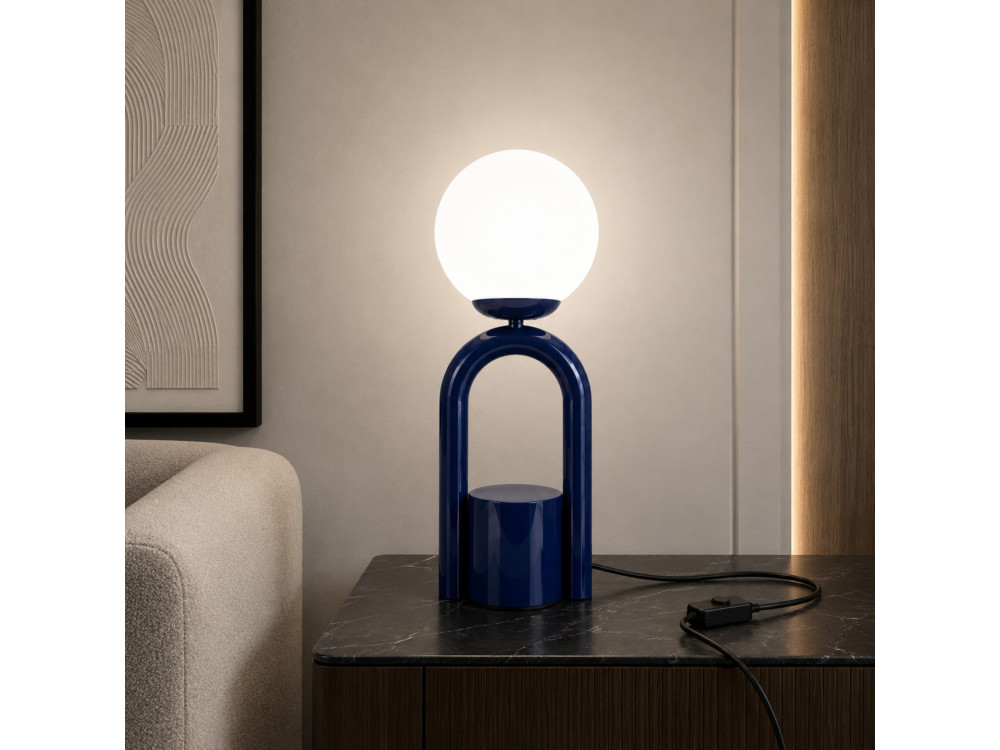 Lampada da tavolo in metallo "Loop" - 15 x 15 cm - Blu