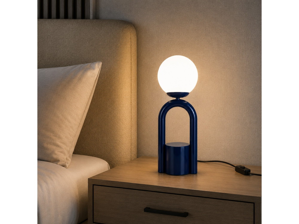 Lampada da tavolo in metallo "Loop" - 15 x 15 cm - Blu