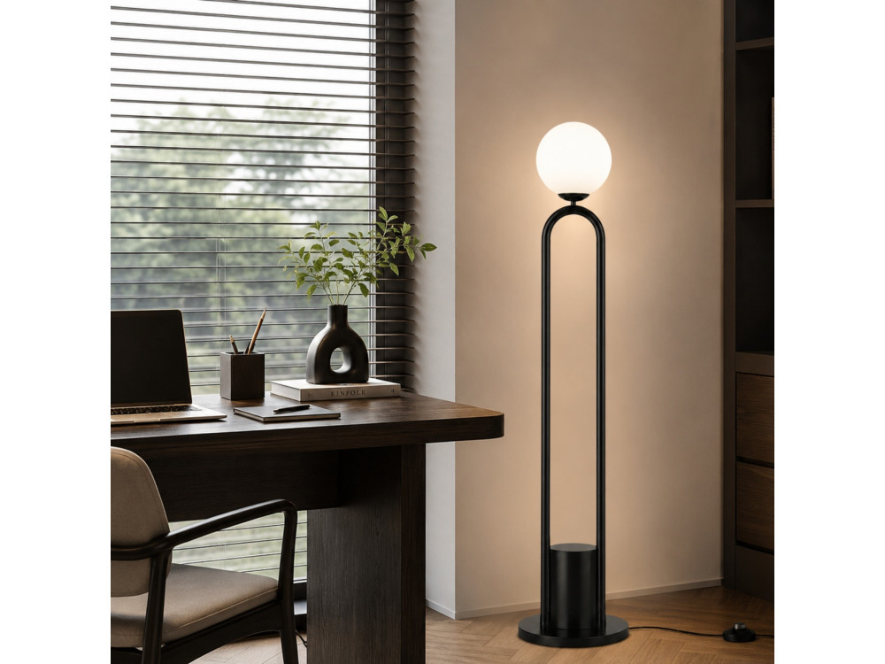 Lampada da terra in metallo "Loop" - 30 x 30 cm - Nero