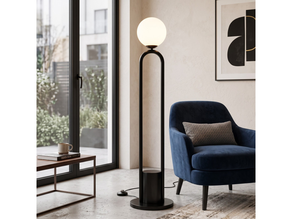 Lampada da terra in metallo "Loop" - 30 x 30 cm - Nero