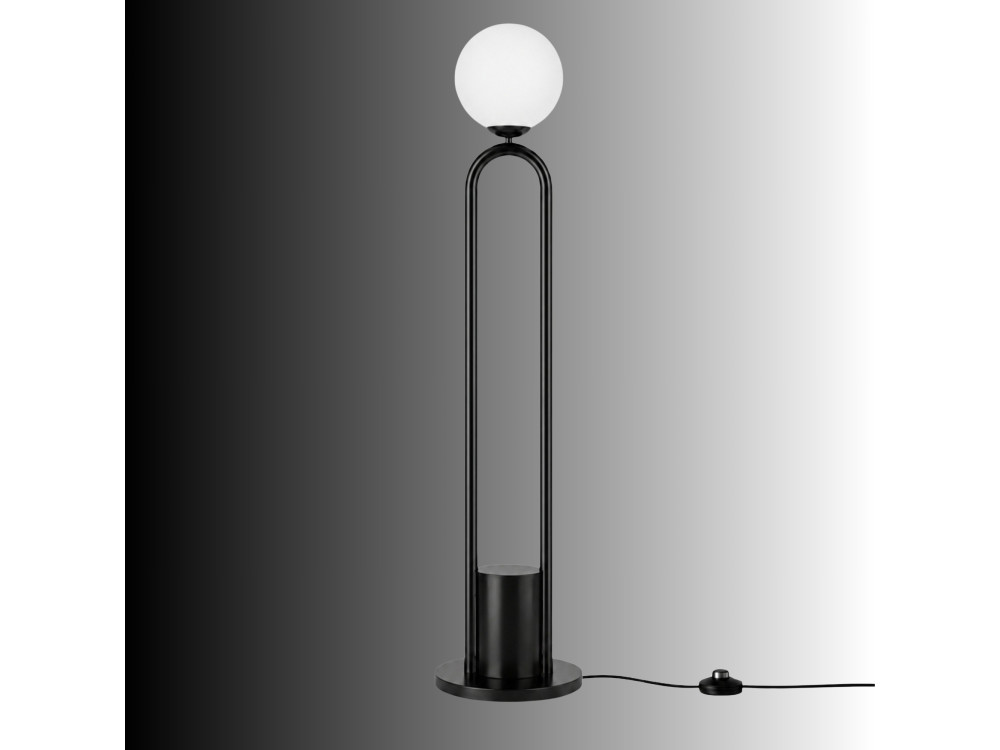 Lampada da terra in metallo "Loop" - 30 x 30 cm - Nero