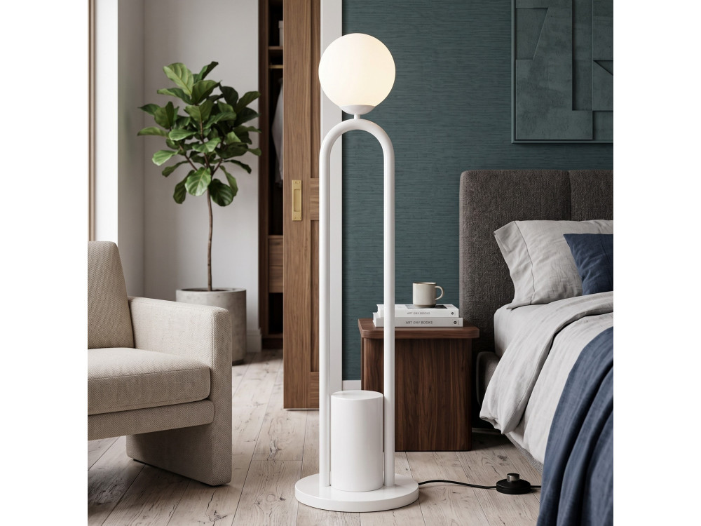 Lampada da terra in metallo "Loop" - 30 x 30 cm - Bianco