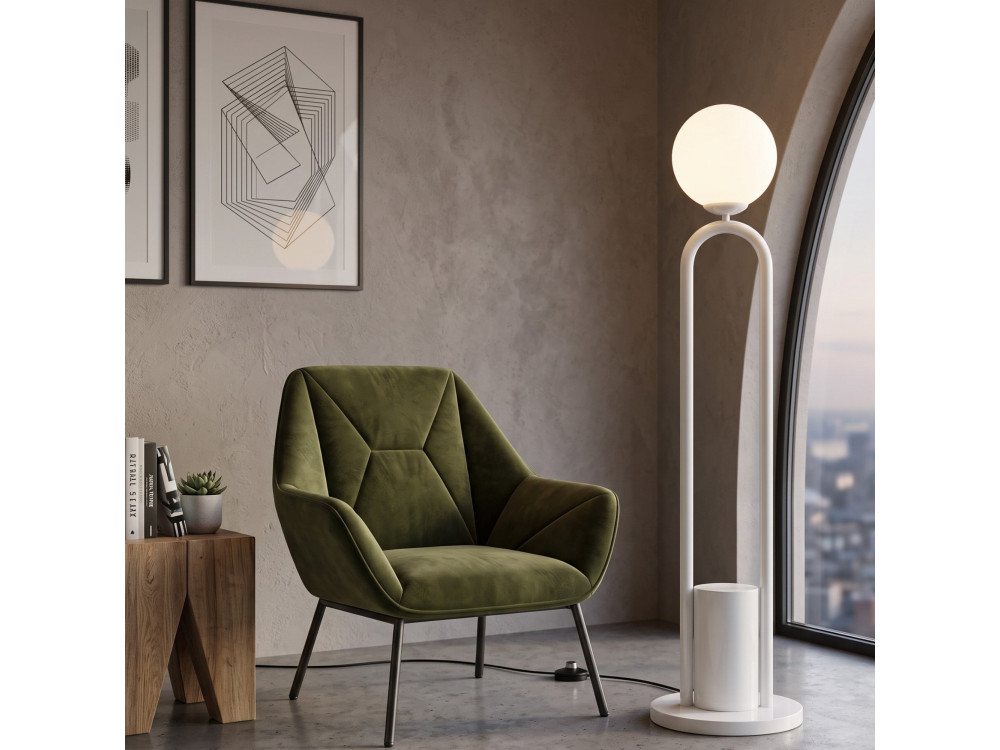 Lampada da terra in metallo "Loop" - 30 x 30 cm - Bianco
