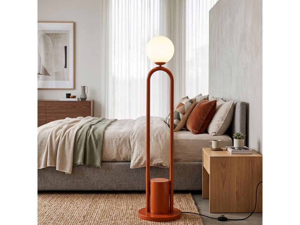 Lampada da terra in metallo "Loop" - 30 x 30 cm - Marrone
