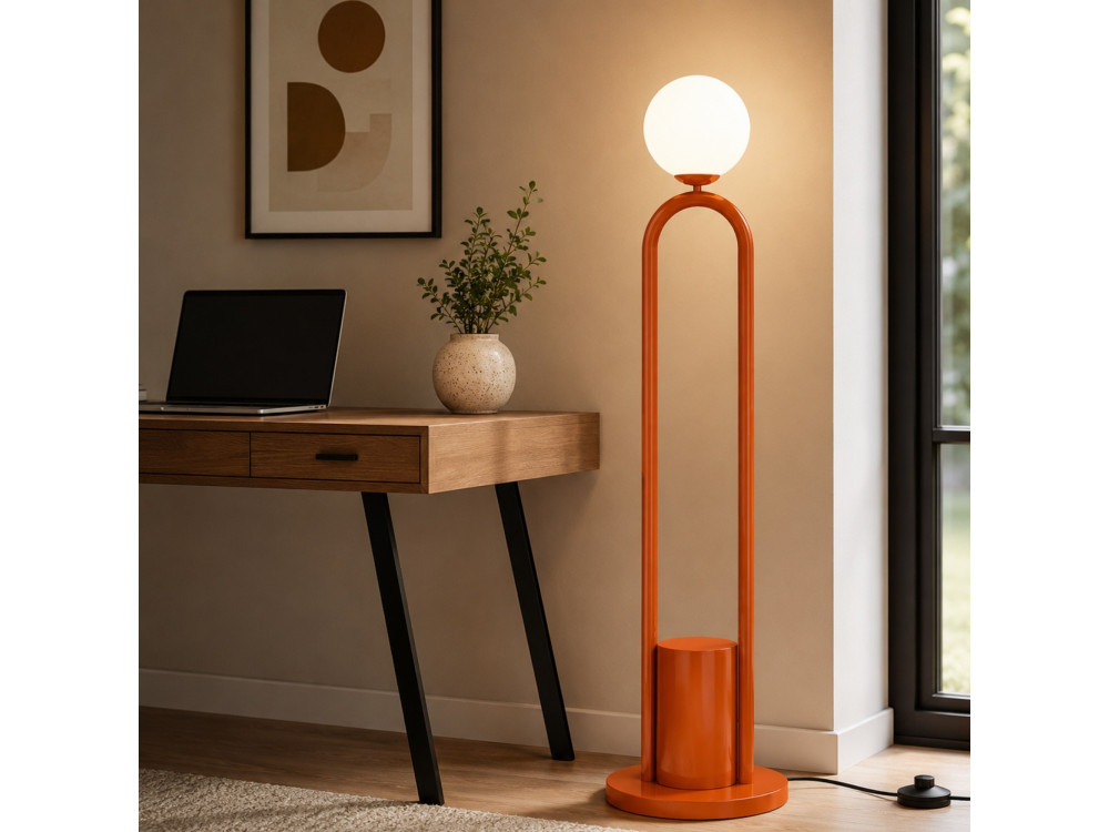 Lampada da terra in metallo "Loop" - 30 x 30 cm - Marrone