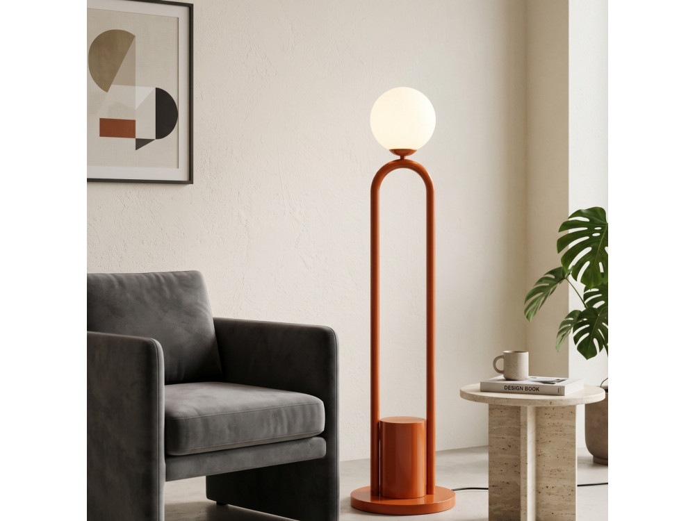 Lampada da terra in metallo "Loop" - 30 x 30 cm - Marrone