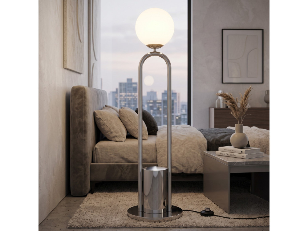 Lampada da terra in metallo "Loop" - 30 x 30 cm - Grigio