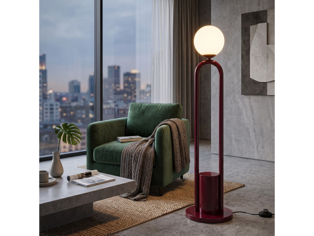 Lampada da terra in metallo "Loop" - 30 x 30 cm - Rosso